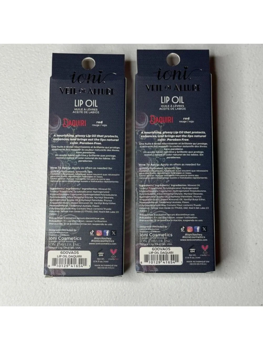 Ioni Lip Oil 2 Pack Daquiri Red Sweet Almond Vitamin E Hydrating New